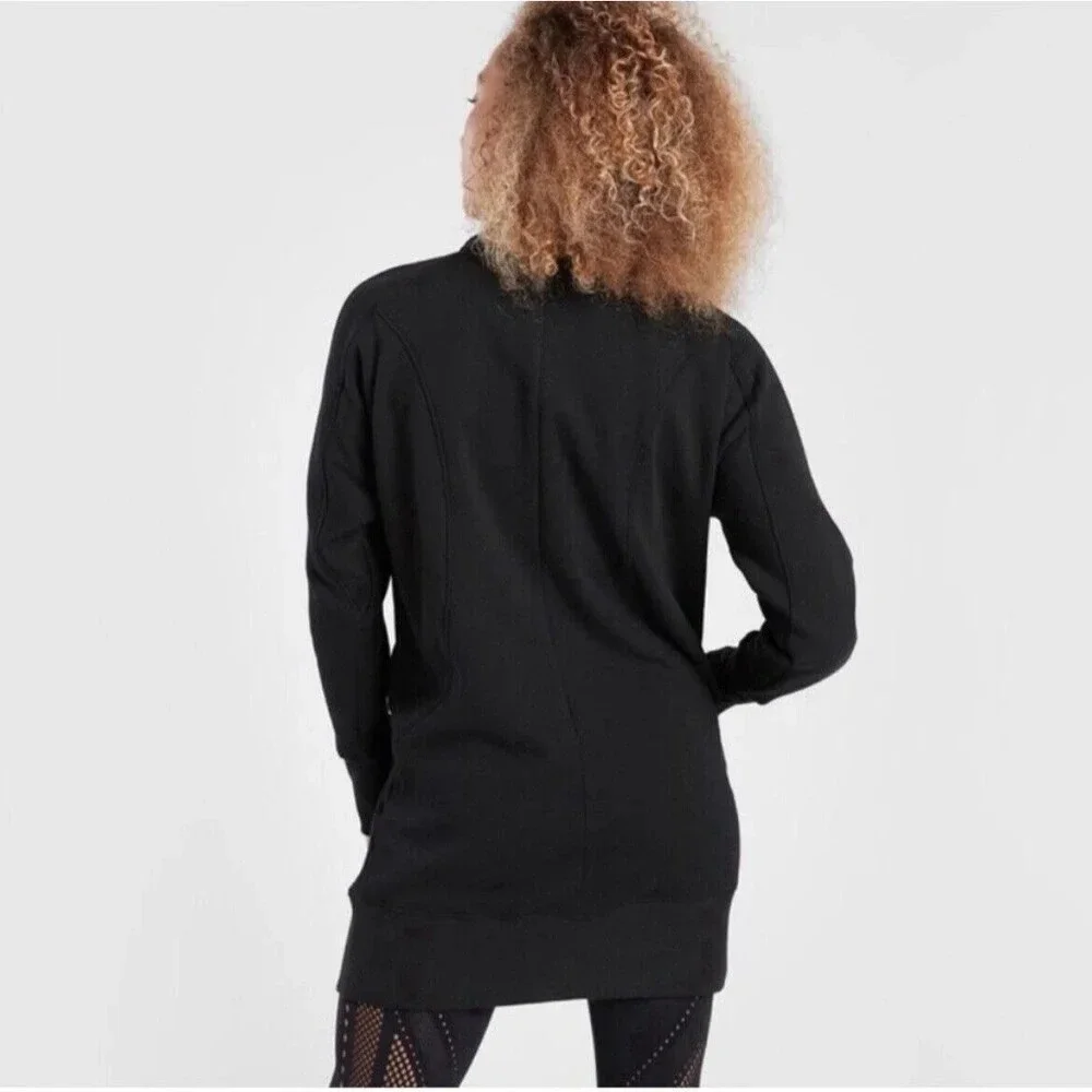 Athleta Cozy Karma 1/4 Zip Sweatshirt Dress Black XS - Picture 3 of 10